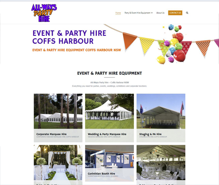 Allways Party Hire - Coffs Harbour Web Designer